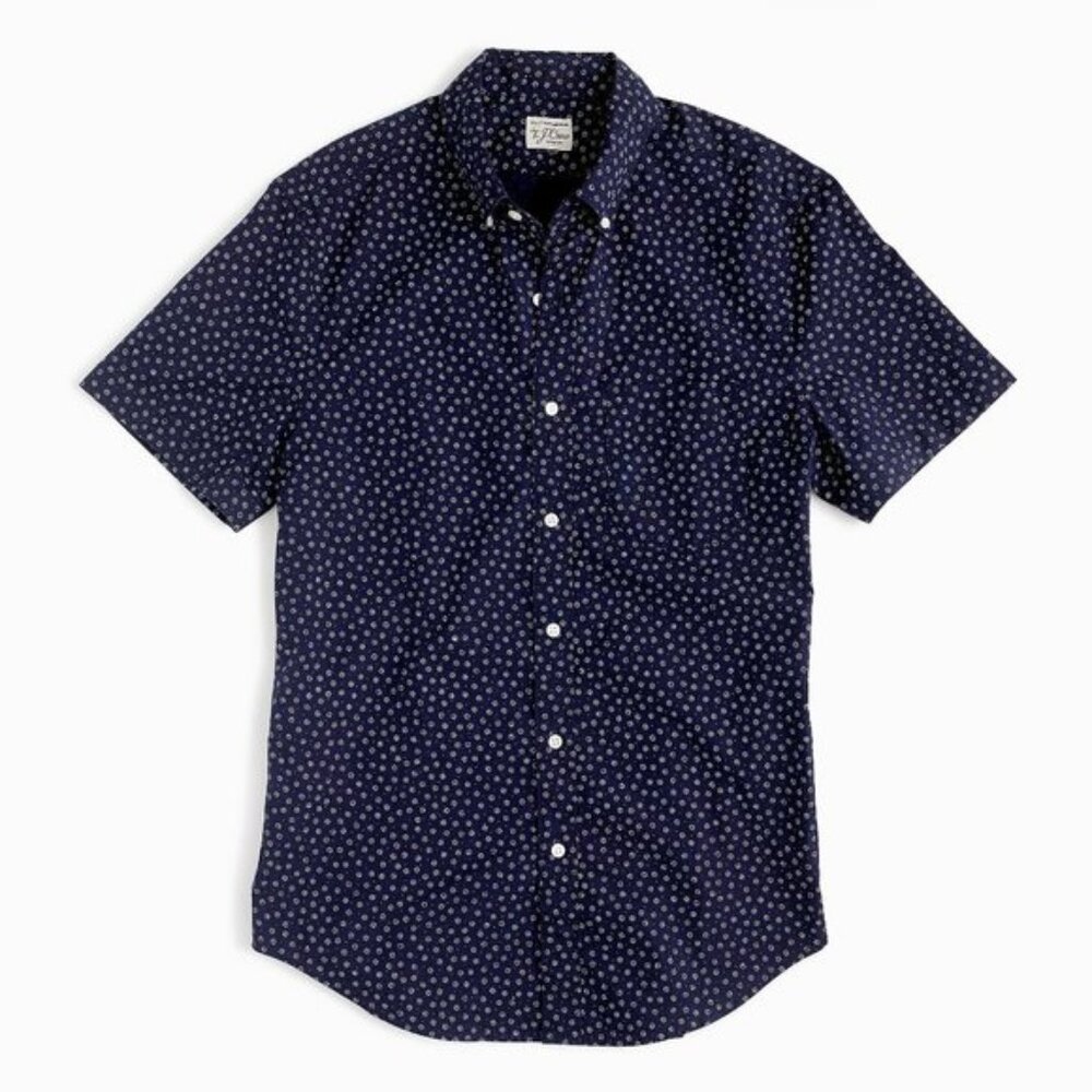 BNWT J. CREW Navy BLUE Short Sleeve Daisy Print Shirt XS small